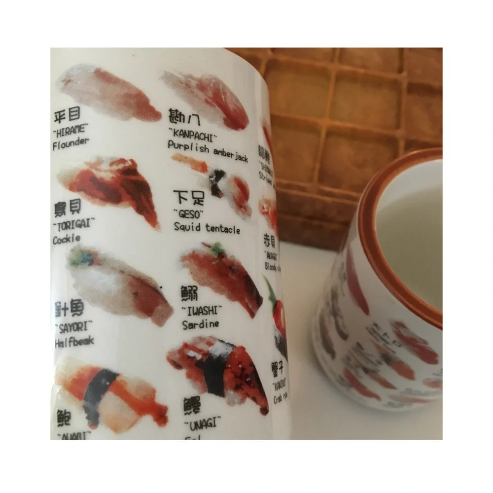 Sushi Menu Graphic Ceramic Mugs with Serving Board